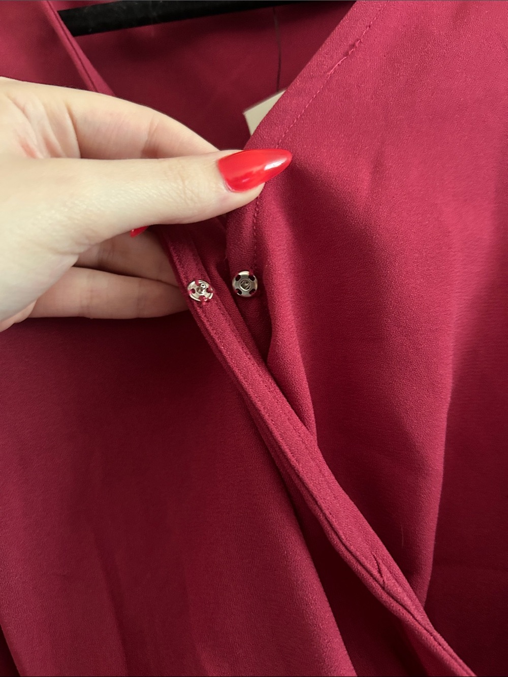 Francesca's Collections Raspberry Wrap Peplum Top - Picture 3 of 5
